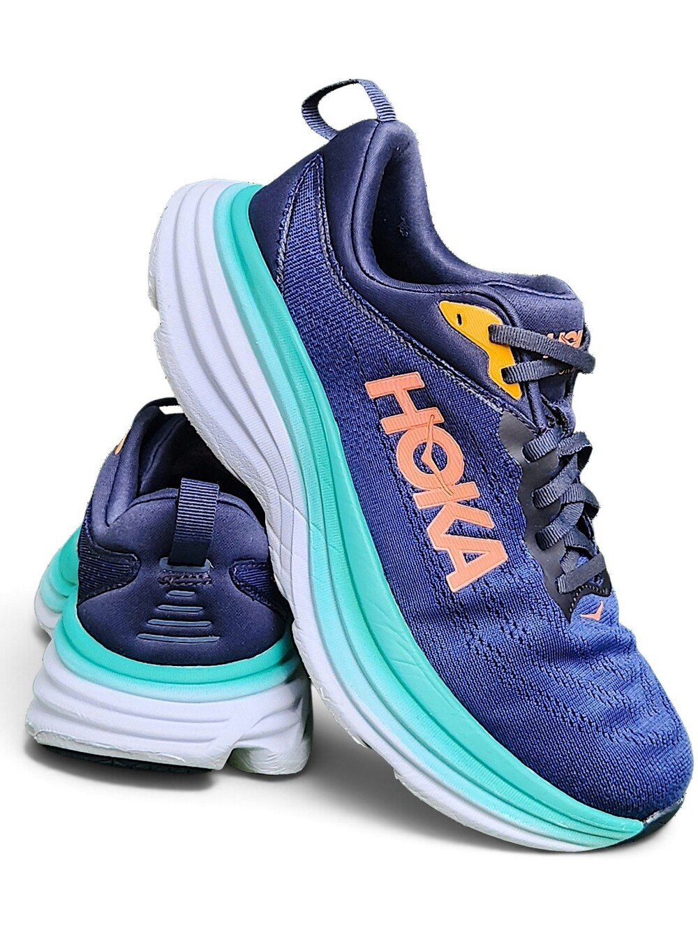 Hoka Bondi 8 Womens 8 D Bellwether Blue Running Walking Cushioned Shoes Sneakers